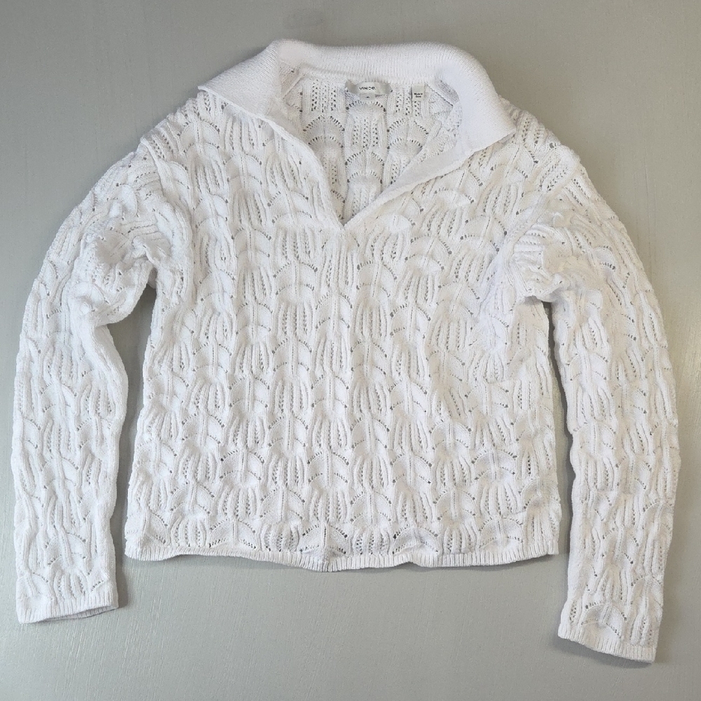 Vince Baja Pointelle White Summer Sweater Sz. Large
